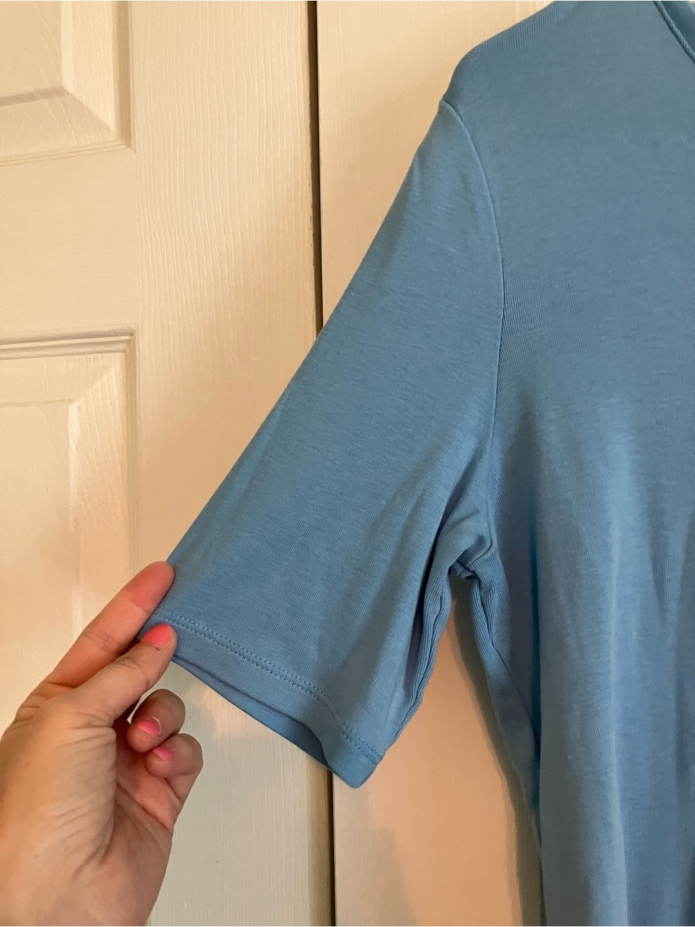 Talbots Light Blue V-Neck Tee - Picture 2 of 4